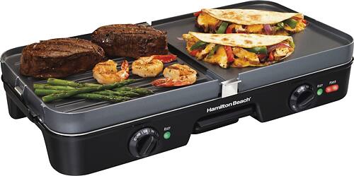 Hamilton Beach - 3-in-1 Grill/Griddle - Black - Angle