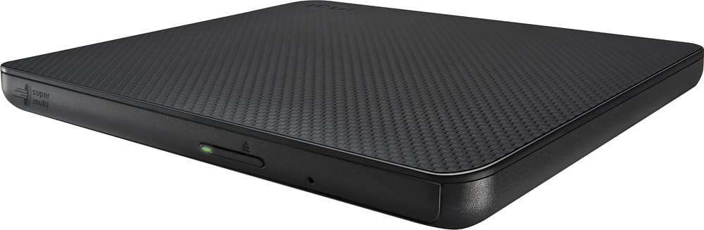 LG - Ultra Slim 8x Max. DVD Write Speed External USB DVD±RW/CD-RW Drive - Black - Front Zoom