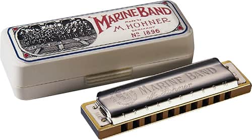 Hohner - Marine Band Harmonica - Silver - Angle