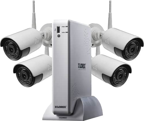 Lorex - 4-Channel, 4-Camera Outdoor Wireless 1080p 1TB DVR Surveillance System - White - Larger Front