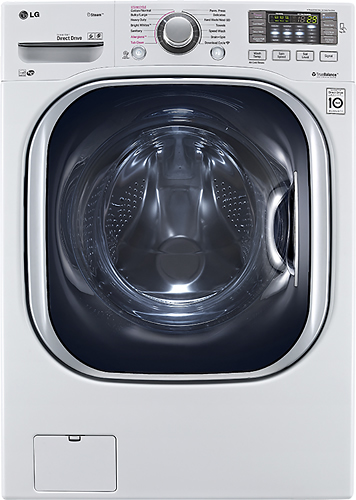 LG - 4.5 Cu. Ft. 14-Cycle Ultralarge-Capacity High-Efficiency Steam Front-Loading Washer - White - Larger Front