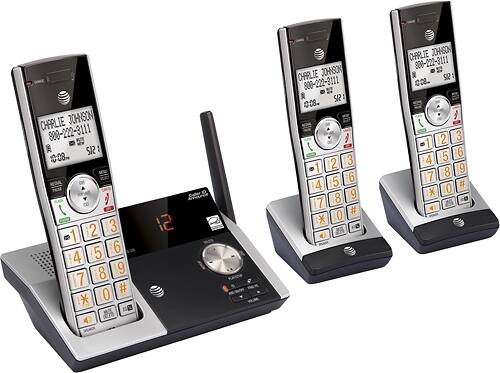 AT&T - CL82315 DECT 6.0 Expandable Cordless Phone with Digital Answering System - Silver/Black - Angle