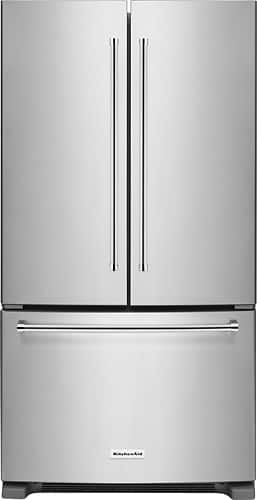 KitchenAid - 20.0 Cu. Ft. French Door Counter-Depth Refrigerator - Stainless Steel - Larger Front