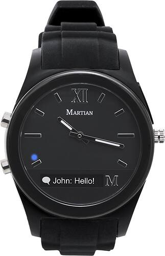Martian Watches - Notifier Smart Watch for Select Android and Apple® iOS Cell Phones - Black - Larger Front
