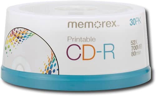 Memorex - 30-Pack 52x Printable CD-R Disc Spindle - Larger Front