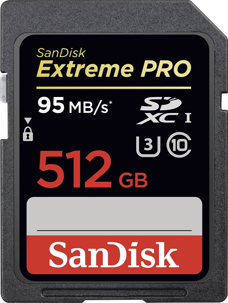 SanDisk - Extreme Pro 512GB SDXC Class 10 Memory Card - Black - Front Zoom