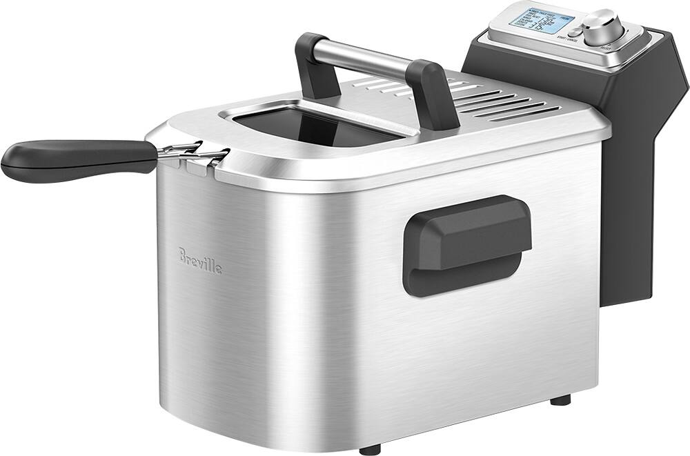 Breville - Smart Fryer 4-Quart Deep Fryer - Silver - Angle Zoom
