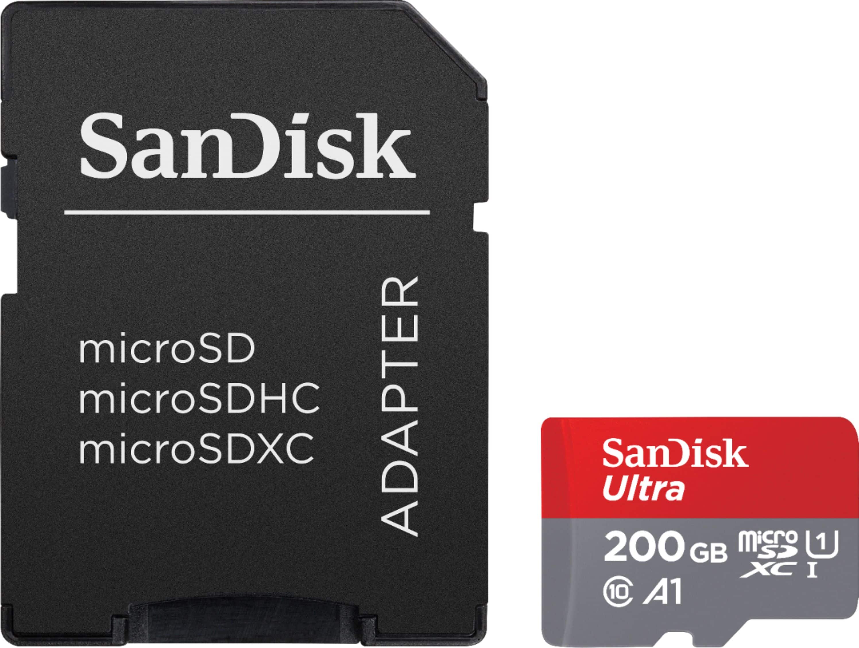 SanDisk - Ultra 200GB microSDXC Class 10 UHS-I Memory Card - Black - Front Zoom