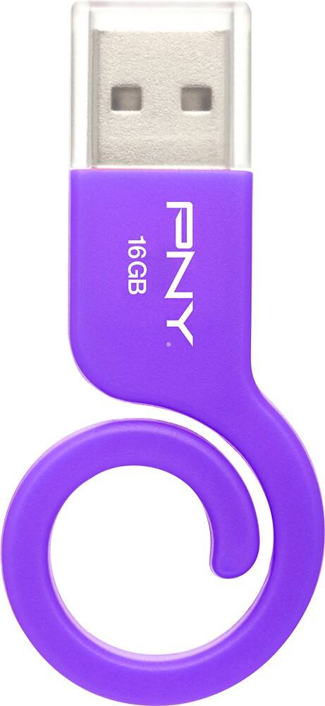 PNY - Monkey Tail Attaché 16GB USB 2.0 Type A Flash Drive - Purple - Front Zoom
