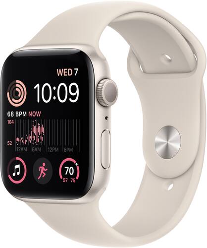 Apple Watch SE 2nd Generation (GPS) 44mm Aluminum Case with Starlight Sport Band - S/M - Starlight
Apple Watch SE 2nd Generation (GPS) 44mm Aluminum Case with Starlight Sport Band - S/M - Starlight