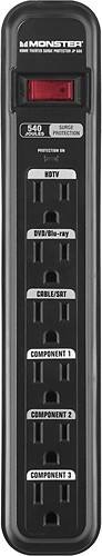 Monster Cable - Just Power It Up 600 6-Outlet Surge Protector - Larger Front