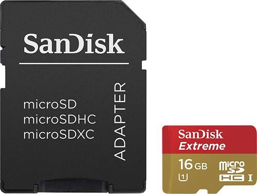 SanDisk - Extreme 16GB microSDHC Class 10 U-1 Memory Card - Larger Front