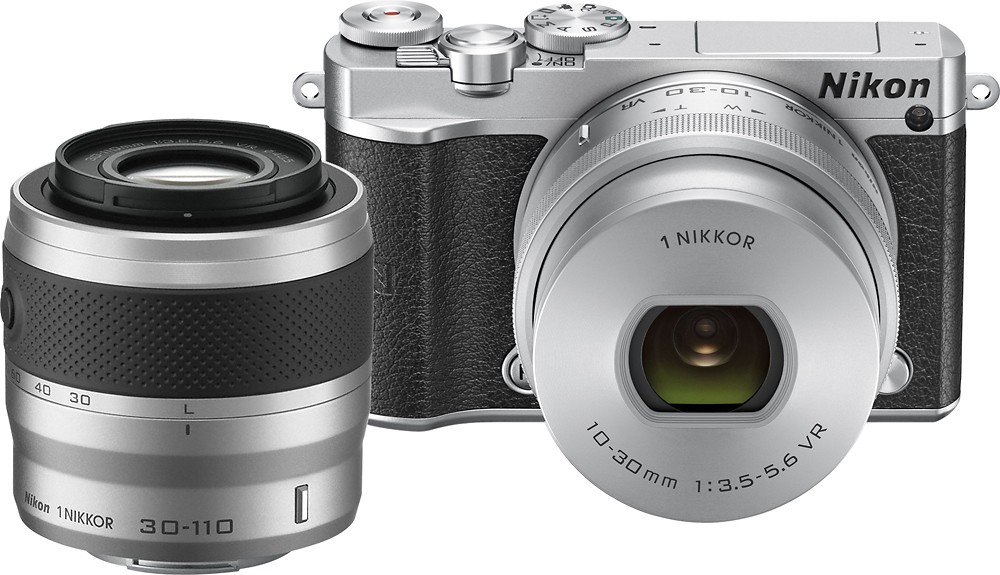 Nikon - J5 Mirrorless Camera with NIKKOR 10-30mm PD-ZOOM and 30-110mm Lenses - Silver - Front Zoom