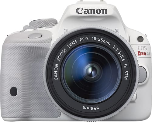 Canon - EOS Rebel SL1 DSLR Camera with EF-S 18-55mm f/3.5-5.6 IS Zoom Lens - White - Larger Front