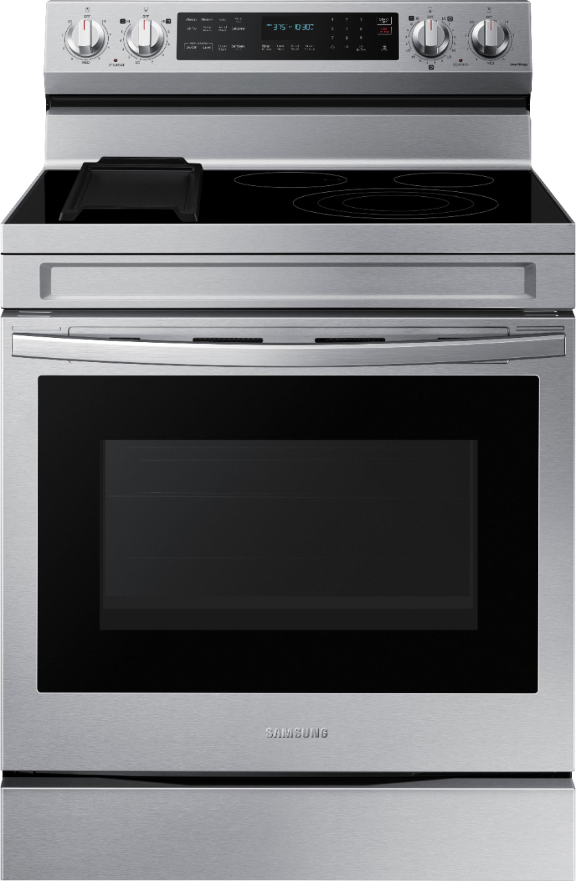 image of Samsung - 6.3 cu. ft. Freestanding Electric Convection+ Range with WiFi, No-Preheat Air Fry and Griddle - Stainless steel with sku:ne63a6711ss-abt