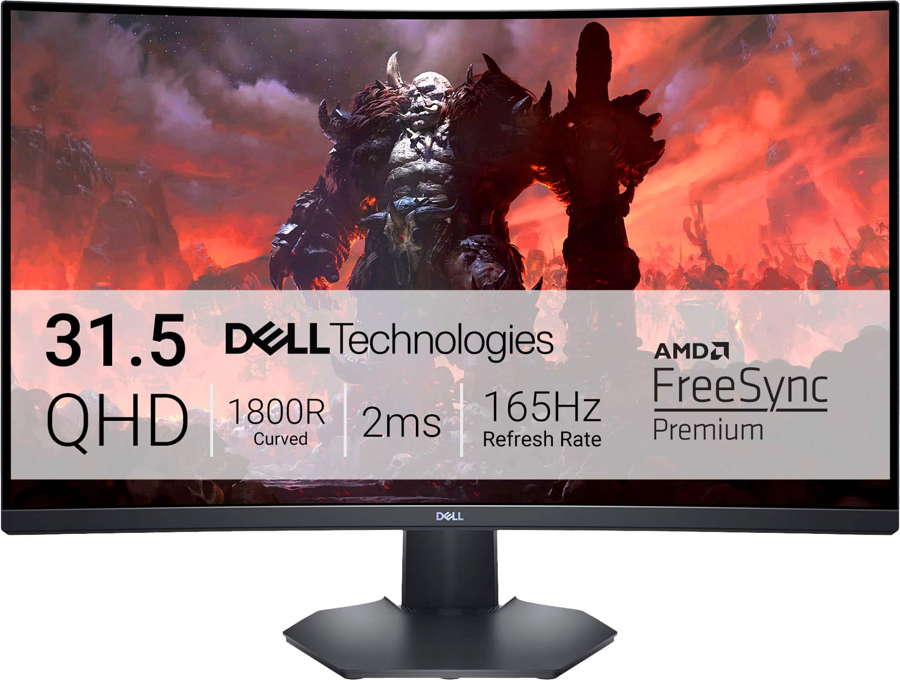 Front Zoom. Dell - S3222DGM 32" LED Curved QHD FreeSync Gaming Monitor (DisplayPort, HDMI) - Black.
