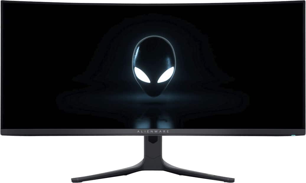 Front Zoom. Alienware - AW3423DWF 34" Quantum Dot OLED Curved Ultrawide Gaming Monitor - 165Hz - AMD FreeSync Premium Pro - VESA - HDMI,USB - Dark Side of the Moon.