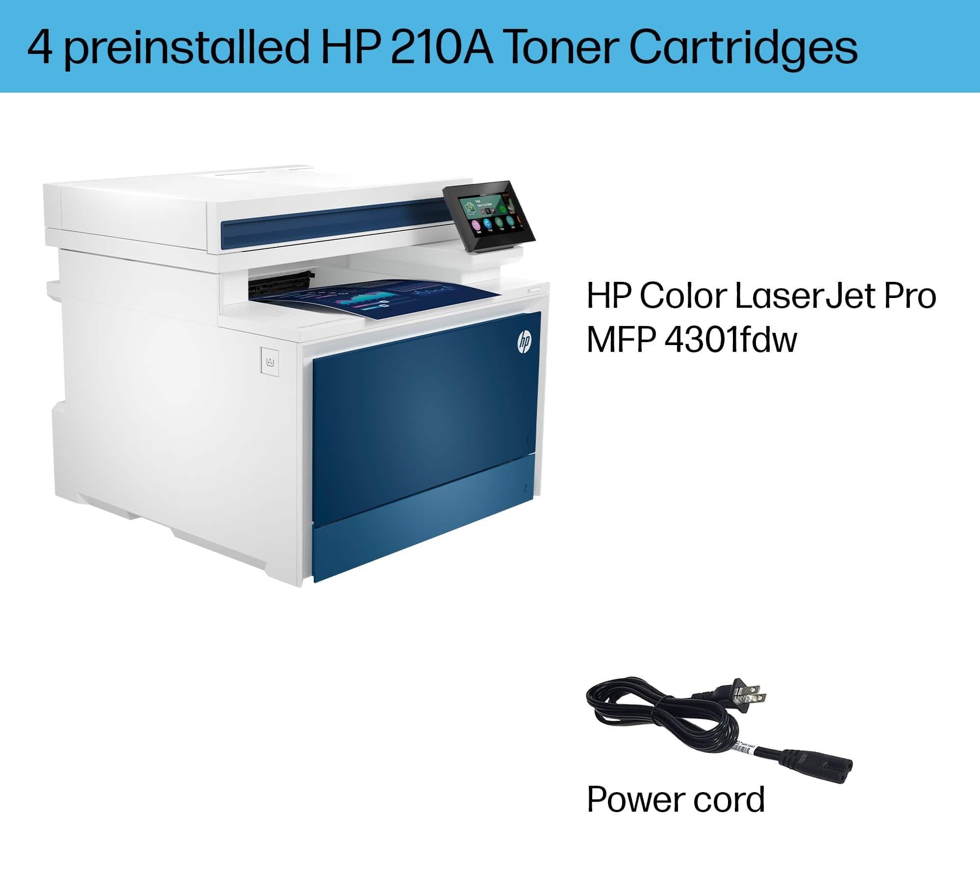 HP LaserJet Pro 4301fdw Wireless Color All In One Laser Printer White