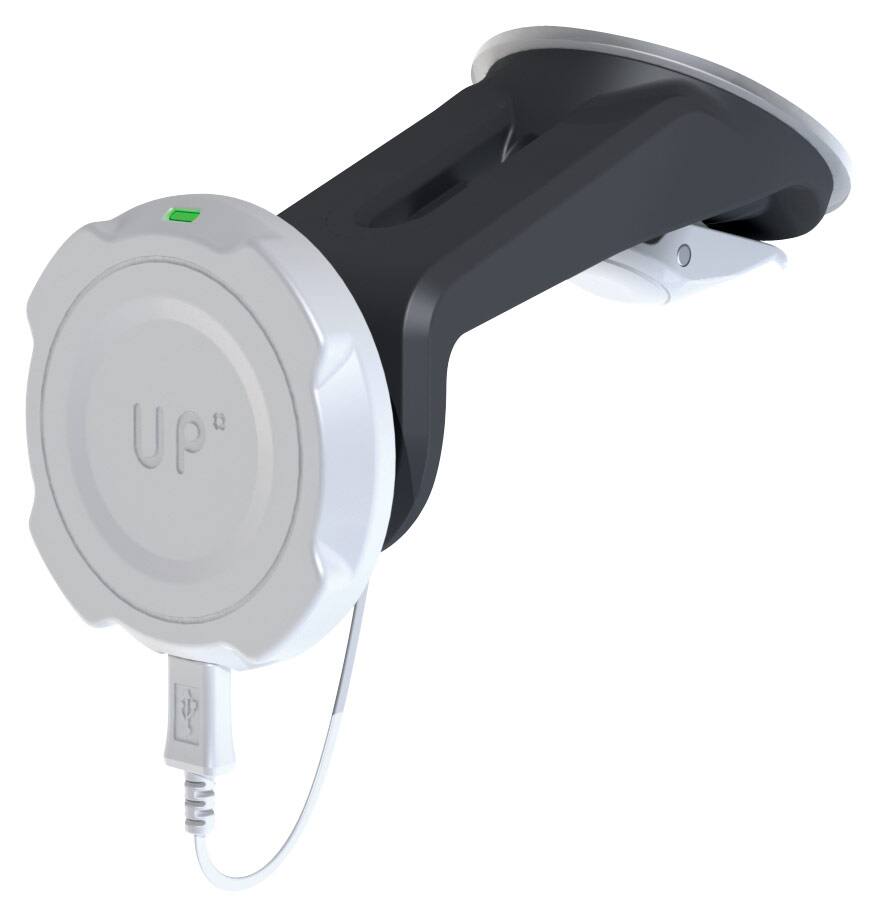 Exelium - Magnetized Wireless Charging Vehicle Mount for Most Qi-Enabled Cell Phones - White - Larger Front