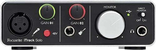 Focusrite - iTrack Solo USB Recording Interface - Silver - Larger Front