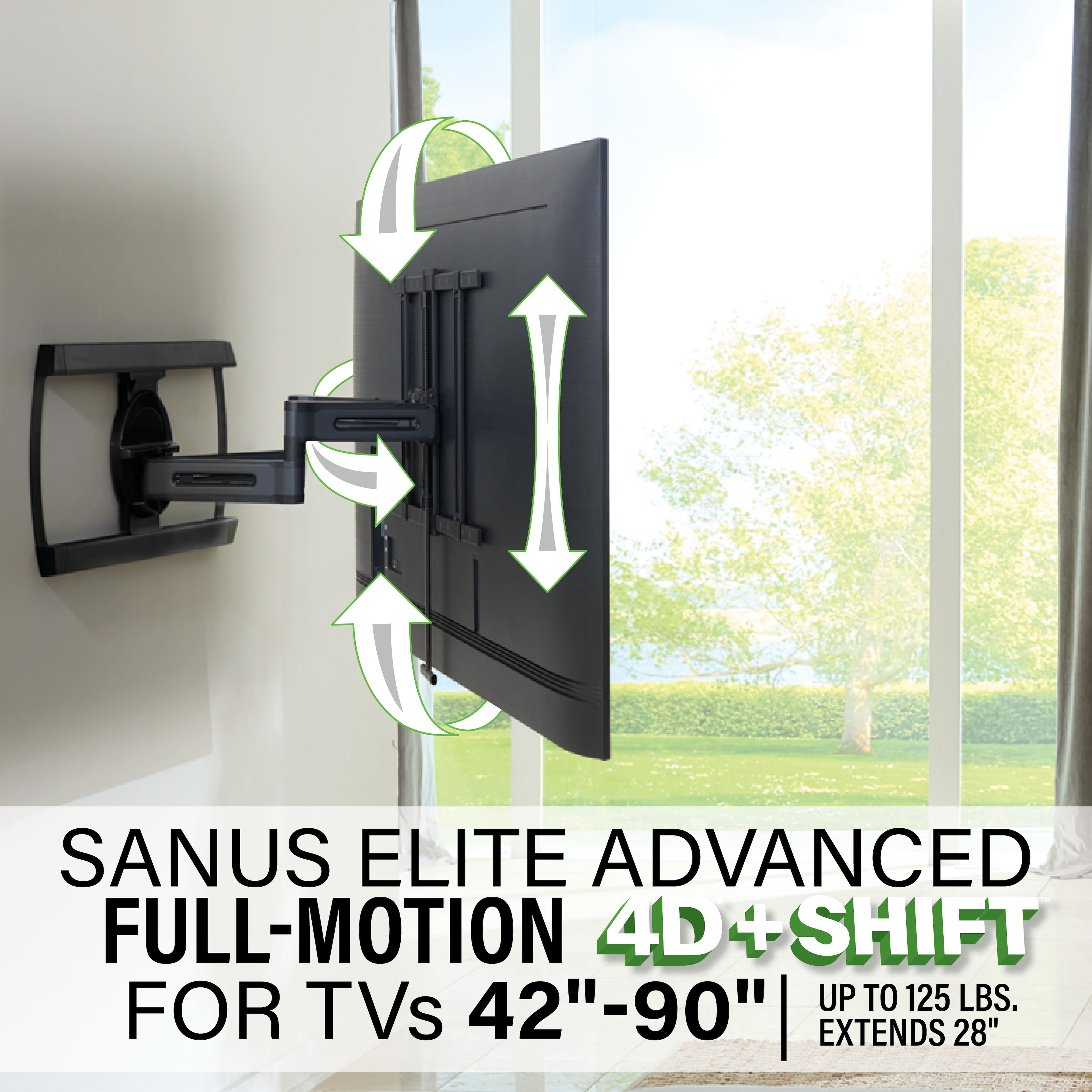 SANUS Elite Advanced Full Motion 4D Shift TV Wall Mount For TVs 42