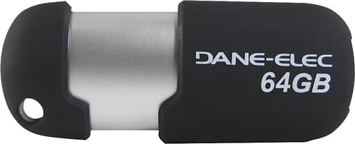 Dane-Elec - 64GB USB 2.0 Flash Drive - Black/Silver - Larger Front