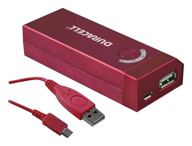 Duracell - 4000 mAh Portable Power Bank - Red - Larger Front