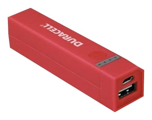 Duracell - 2600 mAh Portable Power Bank - Red - Larger Front