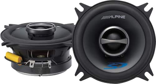 Alpine - 4" 2-Way Coaxial Car Speakers with Poly-Mica Cones (Pair) - Black - Larger Front