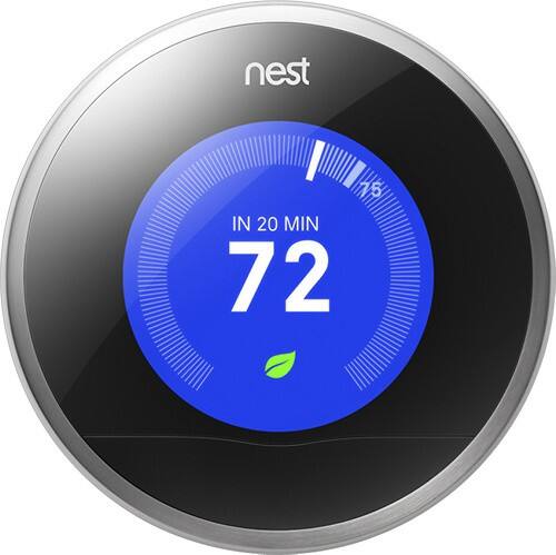 Nest - 2nd-Generation Learning Thermostat - Stainless-Steel - Larger Front