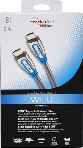 Rocketfish™ - Rocketfish™ 8' HDMI Digital A/V Cable for Wii U - Blue/Gray - Alternate View 1