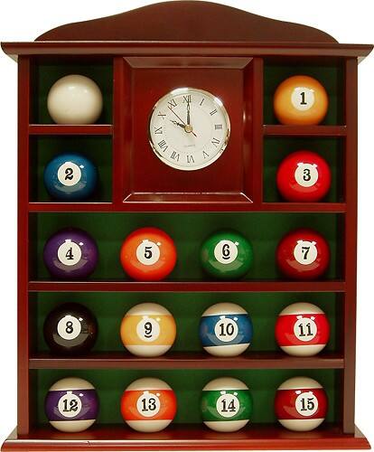 Trademark Games - Ball Holder and Quartz Clock Solid Wood Quartz Clock Ball Holder - Mahogany - Larger Front