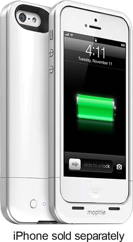 mophie - juice pack air Charging Case for Apple® iPhone® SE, 5s and 5 - White - Angle