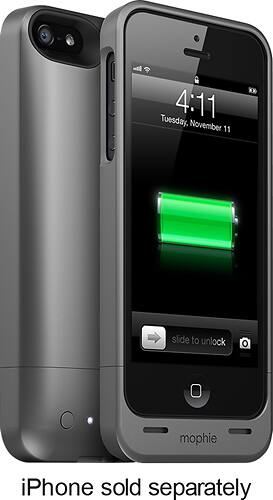 mophie - juice pack helium Charging Case for Apple® iPhone® SE, 5s and 5 - Gunmetal Black - Angle