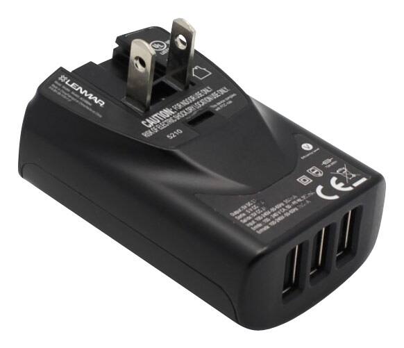 Lenmar - 3-Port USB Wall Charger - Black - Larger Front