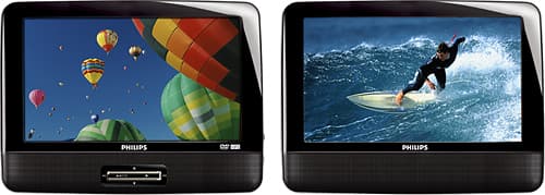 Philips - 9" Dual-Screen Portable DVD Player - Black - Larger Front