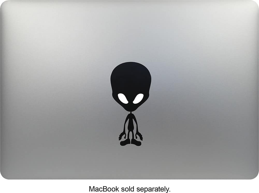 MacDecals - Alien Decal for Apple® MacBook® - Black - Front Zoom