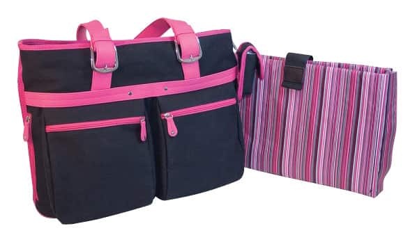 Mobile Edge - Tote for 17" Apple® MacBook® - Black/Pink - Larger Front