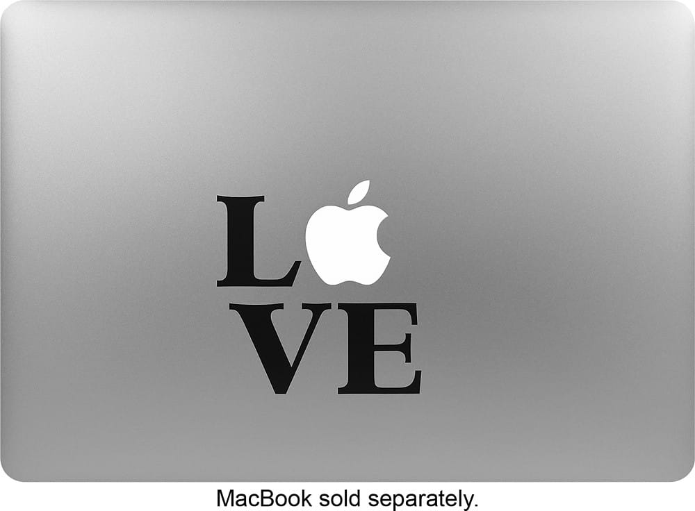 MacDecals - Love Decal for Apple® MacBook® - Black - Front Zoom