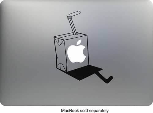 MacDecals - Juice Box Decal for Apple® MacBook® - Black - Larger Front