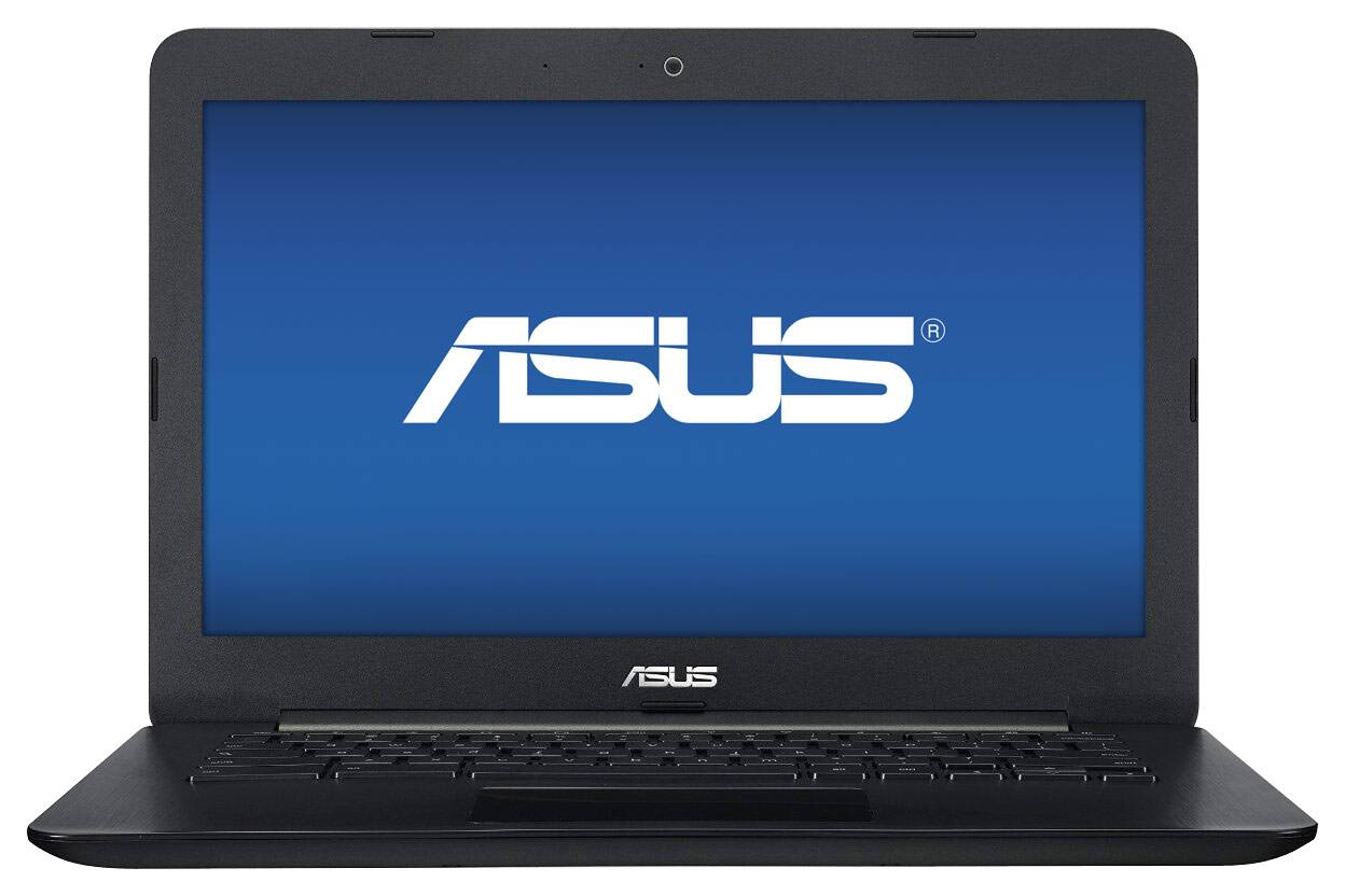 Asus - 13.3" Chromebook - Intel Celeron - 4GB Memory - 16GB eMMC Flash Memory - Black - Larger Front