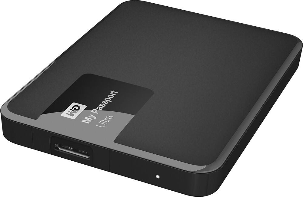 WD - My Passport Ultra 1TB External USB 3.0/2.0 Portable Hard Drive - Classic Black - Angle Zoom