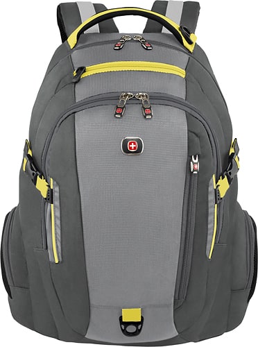 Swiss Gear - Commute Laptop Backpack - Gray/Yellow - Larger Front