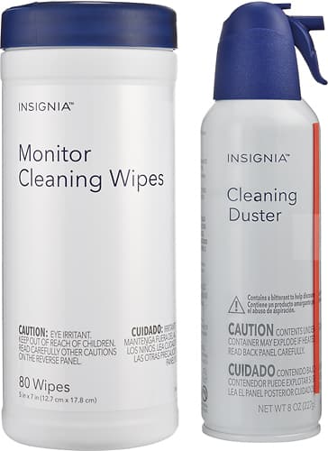 Insignia™ - 8-Oz. Cleaning Duster and Monitor Wipes (80-Pack) - White - Larger Front