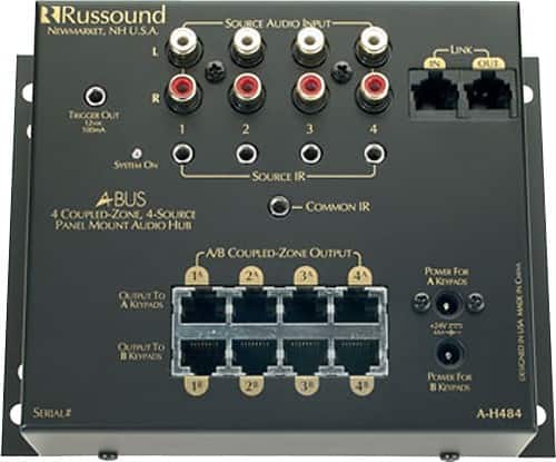 Russound - 4-Source Surface-Mount Hub - Black - Larger Front