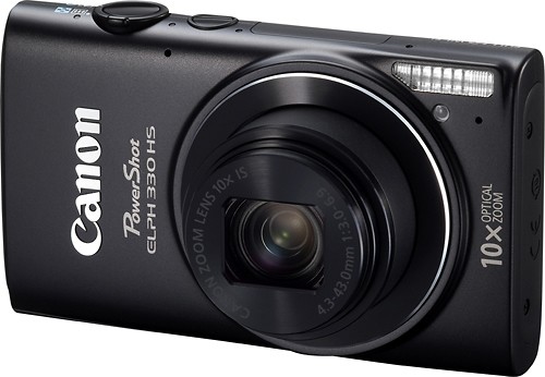 Canon - PowerShot ELPH 330 HS 12.1-Megapixel Digital Camera - Black - Left