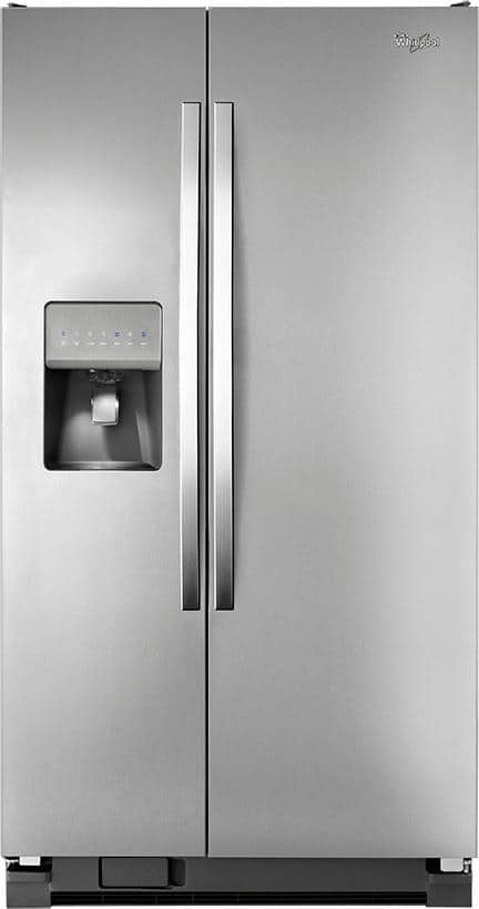 Whirlpool - 25.4 Cu. Ft. Side-by-Side Refrigerator with Thru-the-Door Ice and Water - Monochromatic Stainless Steel - Larger Front