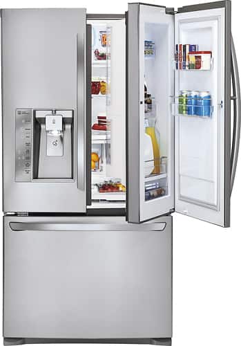 LG - Door-in-Door 28.6 Cu. Ft. French Door Refrigerator with Thru-the-Door Ice and Water - Stainless Steel - Larger Front