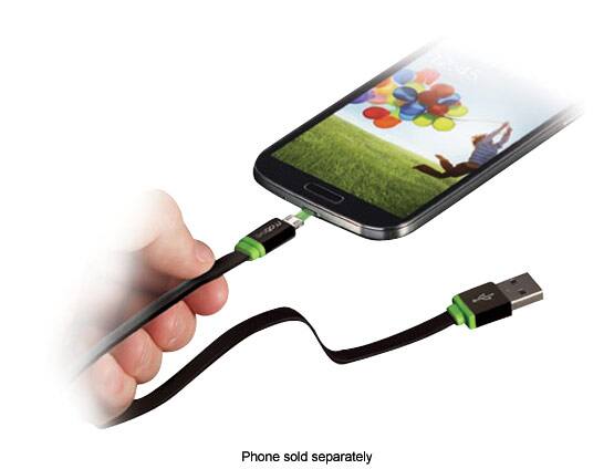 Mobee - Smart Cable 3.3' USB-to-Micro USB Cable - Black - Angle