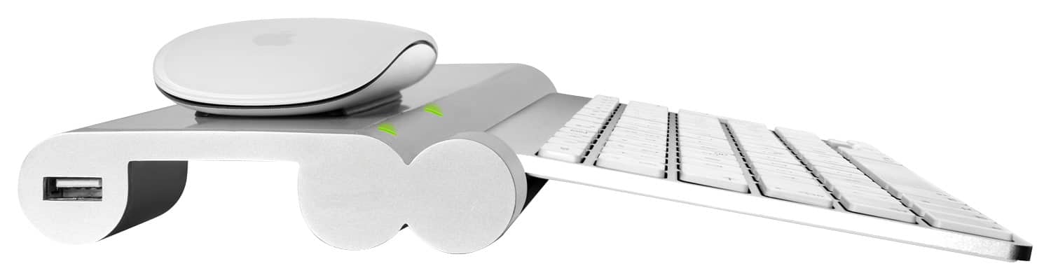 Mobee - Magic Feet Charging Station for Select Apple® Input Devices - Silver - Larger Front